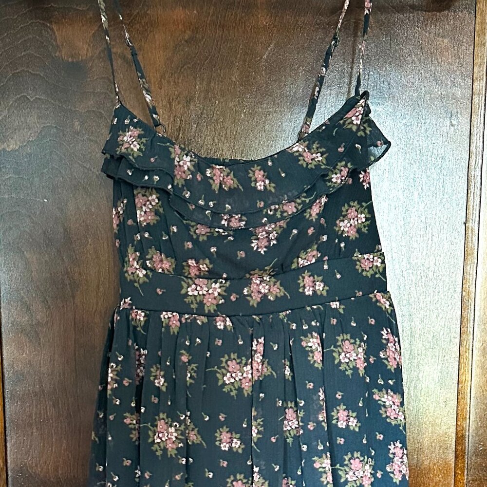 Nordstrom Floral Chiffon Mini Dress with Front Ruffles and a Back Tie